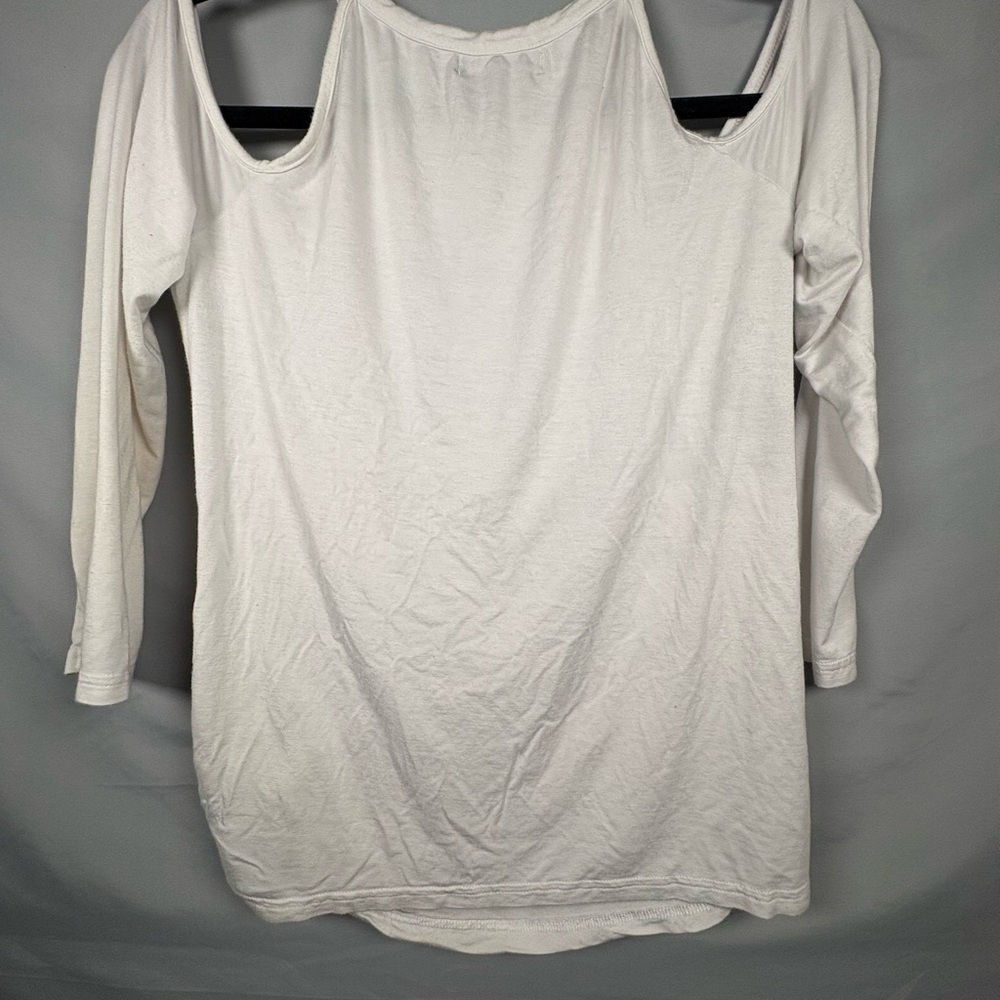 Elegant White Cold Shoulder Long Sleeve Top